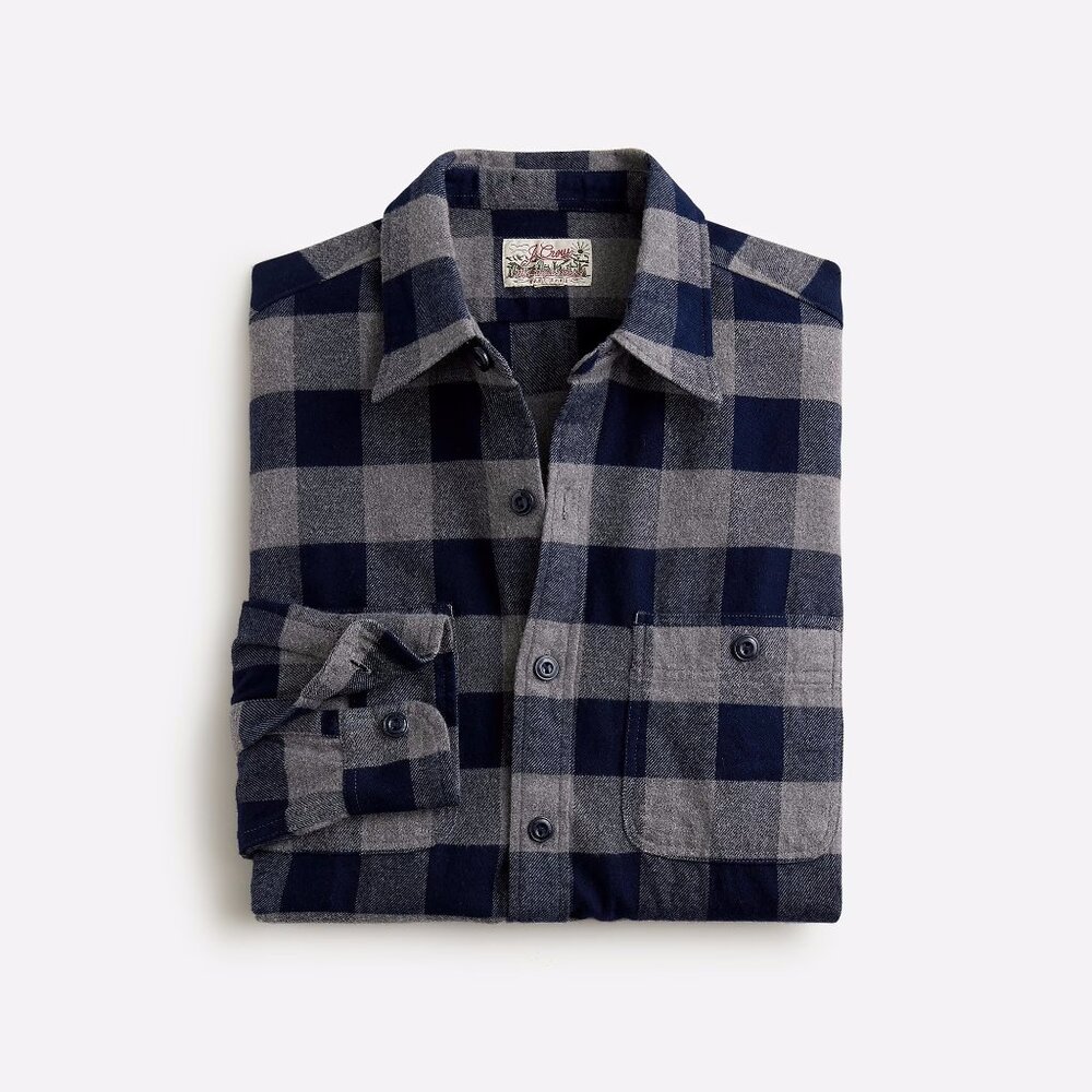 J. Crew Plaid Midweight Flannel Workshirt For Men Slim Fit Size M